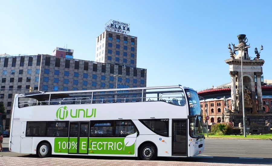 A UNVI testa a nova geração do seu autocarro panorâmico de 2 pisos 100% eléctrico, em Barcelona